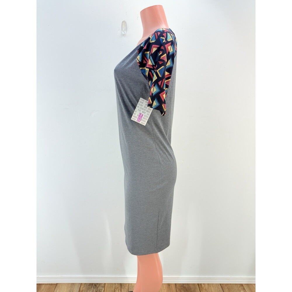 LuLaRoe Julia Dress Bodycon M Gray Blue Stretch Knee Length Comfy Soft - Picture 3 of 14